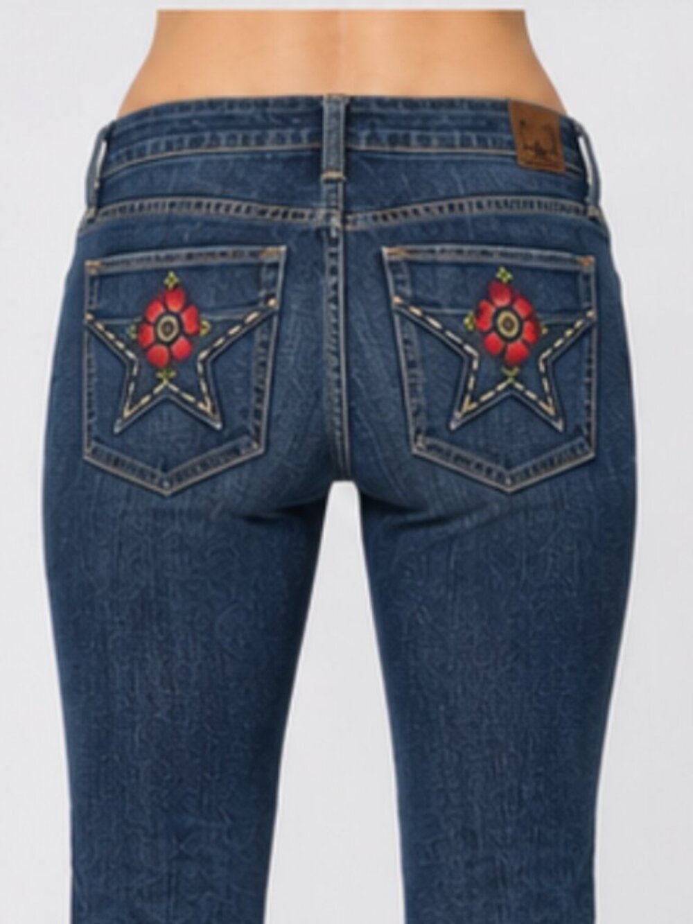 Vintage People's Liberation Y2K Starflap Floral Distressed Designer Flare Jeans